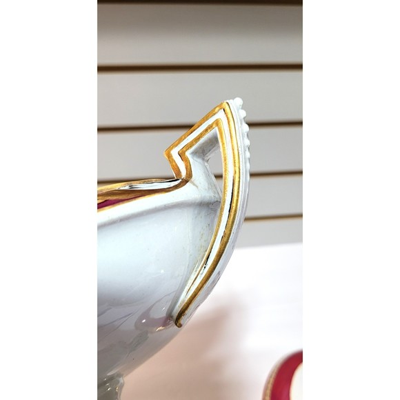 Antique Porcelain candy dish footed pedestal bowl with lid 12 inch - Picture 10 of 12